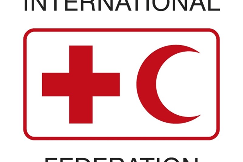 Logo of the International Federation of Red Cross and Red Crescent Societies.